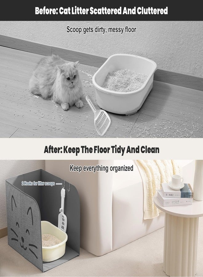 Beveetio Waterproof Cat Litter Box Enclosure Splash Guard, Foldable Cat Box Enclosure with Removable Mat & 2 Hooks for Scoop, Easy to Clean, Large Pee Shield for Litter Pan, 24"L X 16.14"W X 16.14"H - Image 2